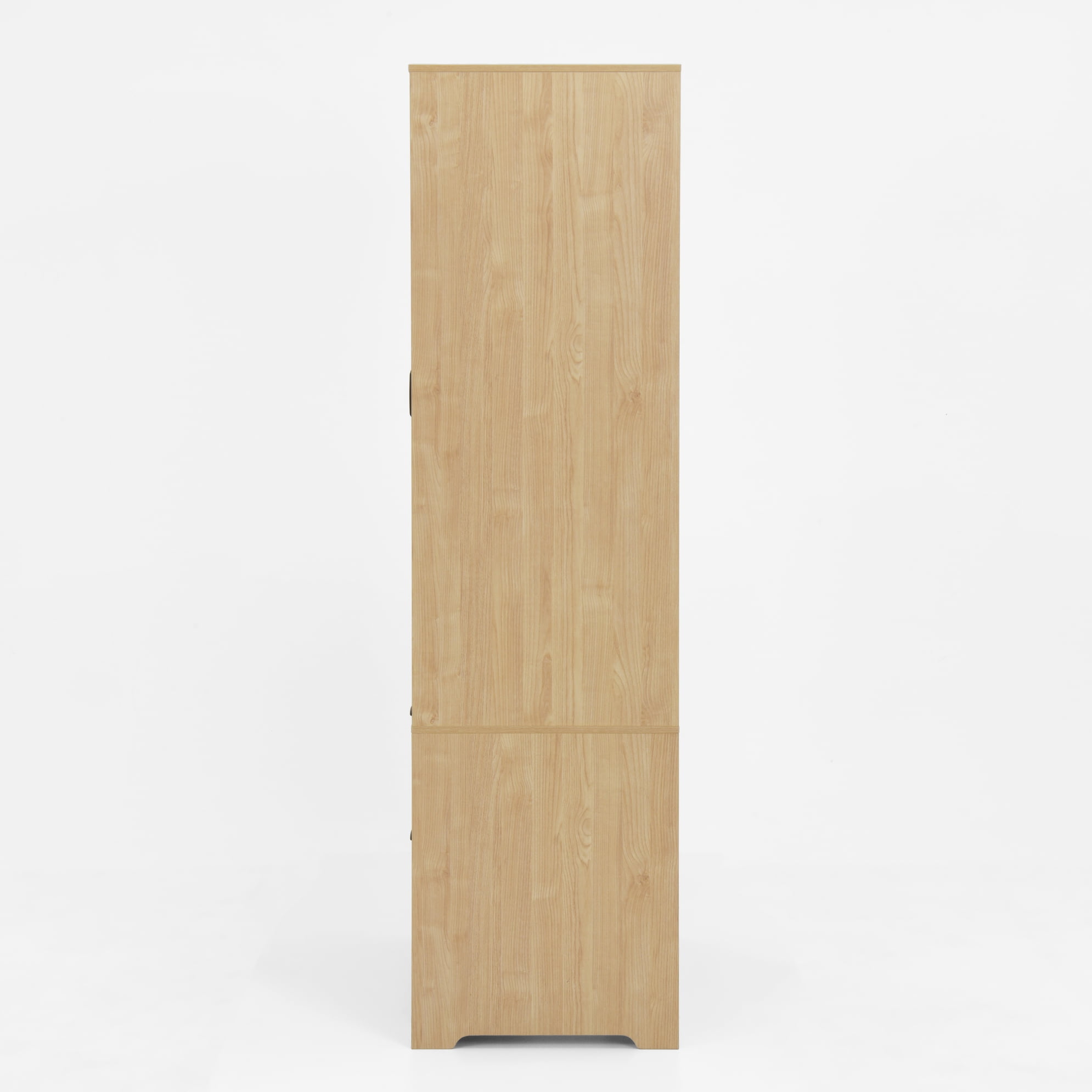 Noble House 2 Doors Wardrobe Closet with Mirror, Drawers and Hanging Rod, Natural