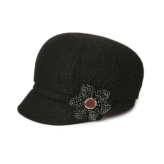 Women Retro Classic Visor Newsboy Cabbie Cap Beret Hats with Flower Buckle for Woman Ladies
