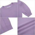 thumbnail image 4 of Yesfashion Womens Puff Short Sleeve Sweater Tops Crewneck Basic Knit Solid Pullover Blouse, 4 of 6