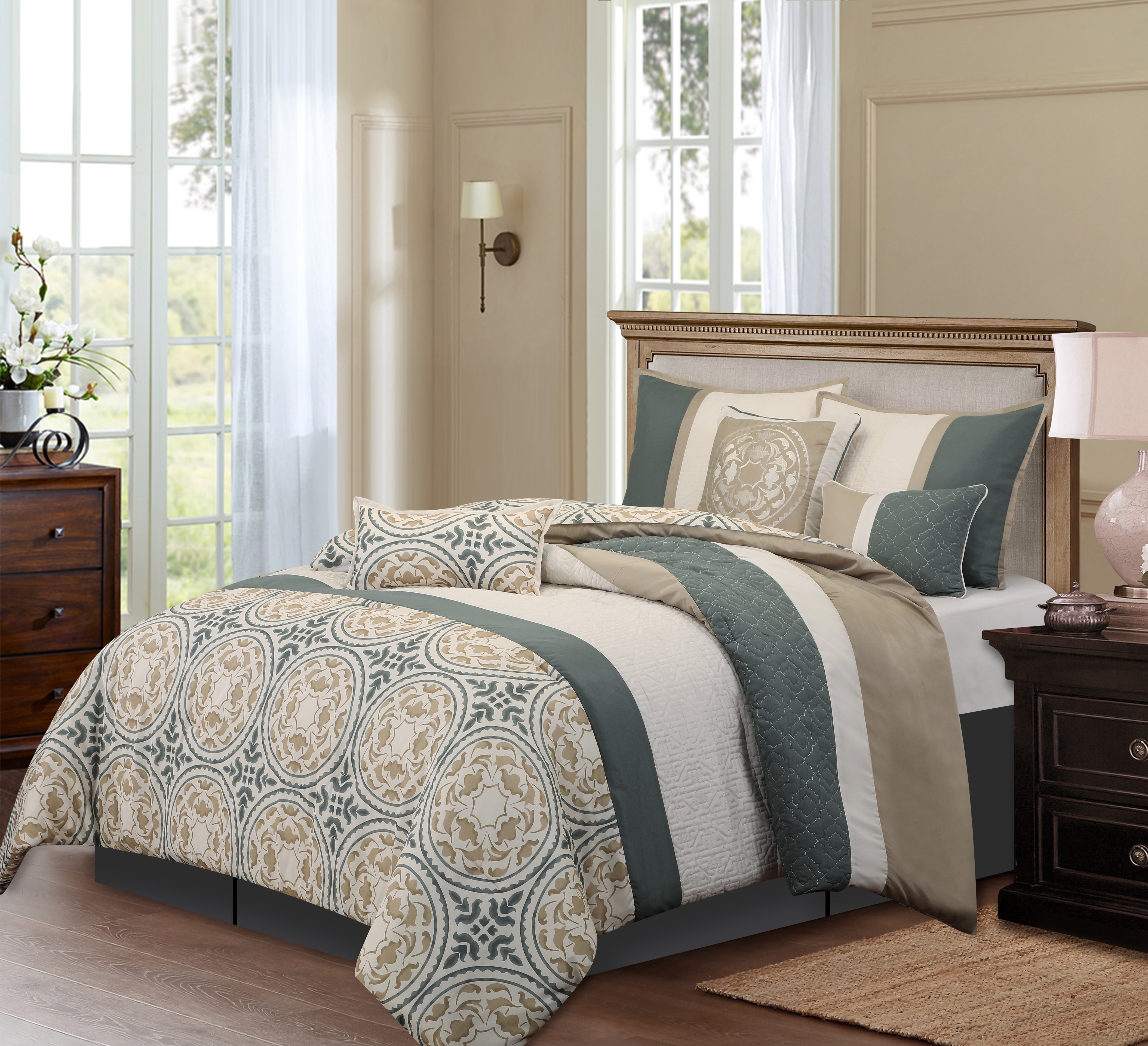Lanco Hannabeth 7 Piece Comforter Set, California King Bed Quilts