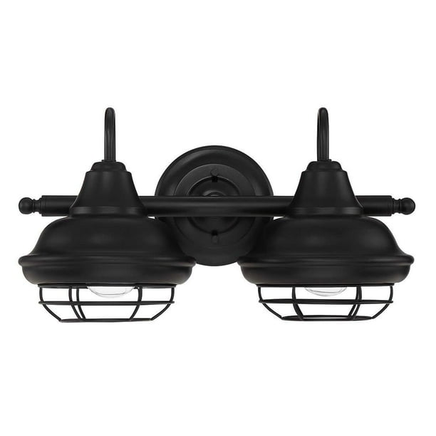 Designers Impressions Charleston Matte Black 2 Light Wall Sconce