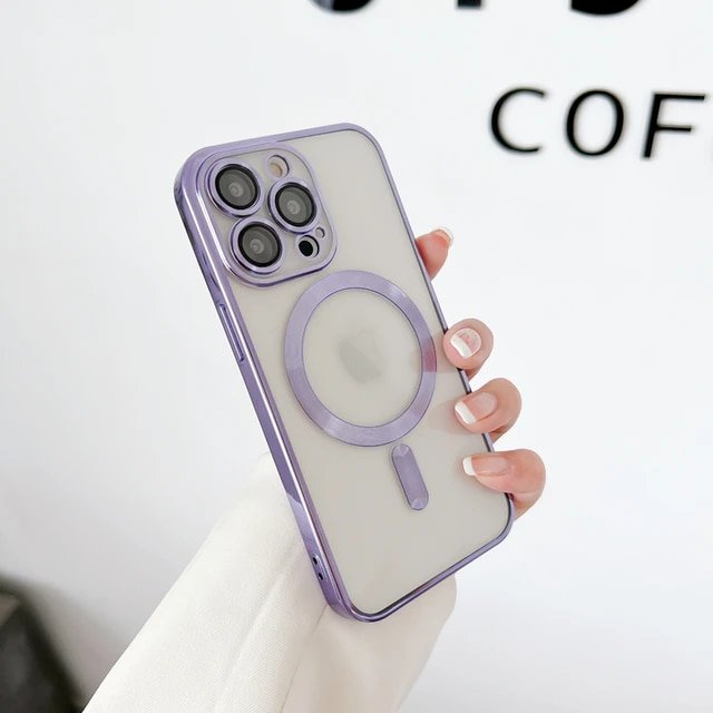 Fashion Plating Magnetic Soft Case For Magsafe For iPhone 15 14 Plus 13 12 11 Pro Max Wireless Charging Case With Lens Protector