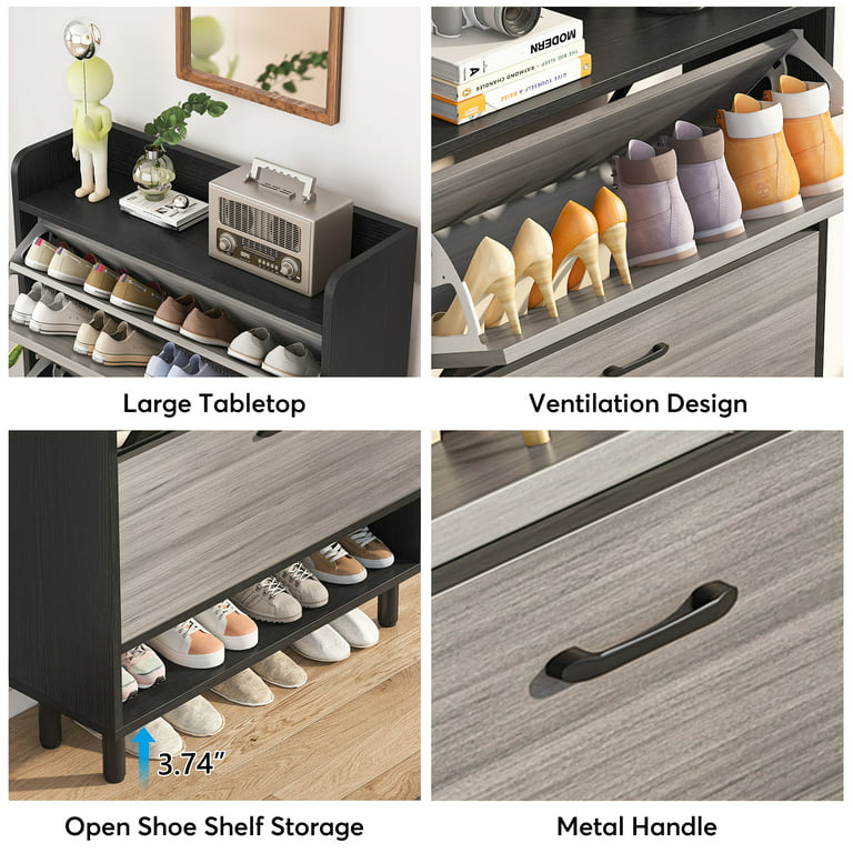 Tribesigns 6-Tier Shoe Cabinet Shoe Rack Organizer with Door Storage  Entryway
