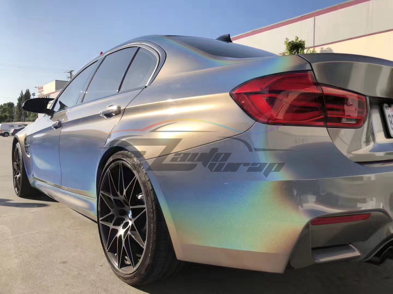 60"x180" Psychedelic Silver Gloss Metallic Rainbow Holographic Vinyl Wrap Sticker