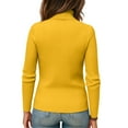 thumbnail image 3 of Nokdvo Women's Sweaters Trendy Knit Mockneck Long Sleeve Solid Color Sweaters Fall Winter Casual Loose Ribbed Pullover Top,Yellow M, 3 of 4