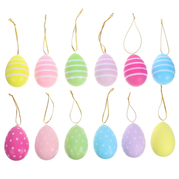 HOMEMAXS 24pcs Easter Eggs Hanging Ornaments Easter Hanging Eggs Easter Decorations Decorative Eggs Mixed Style