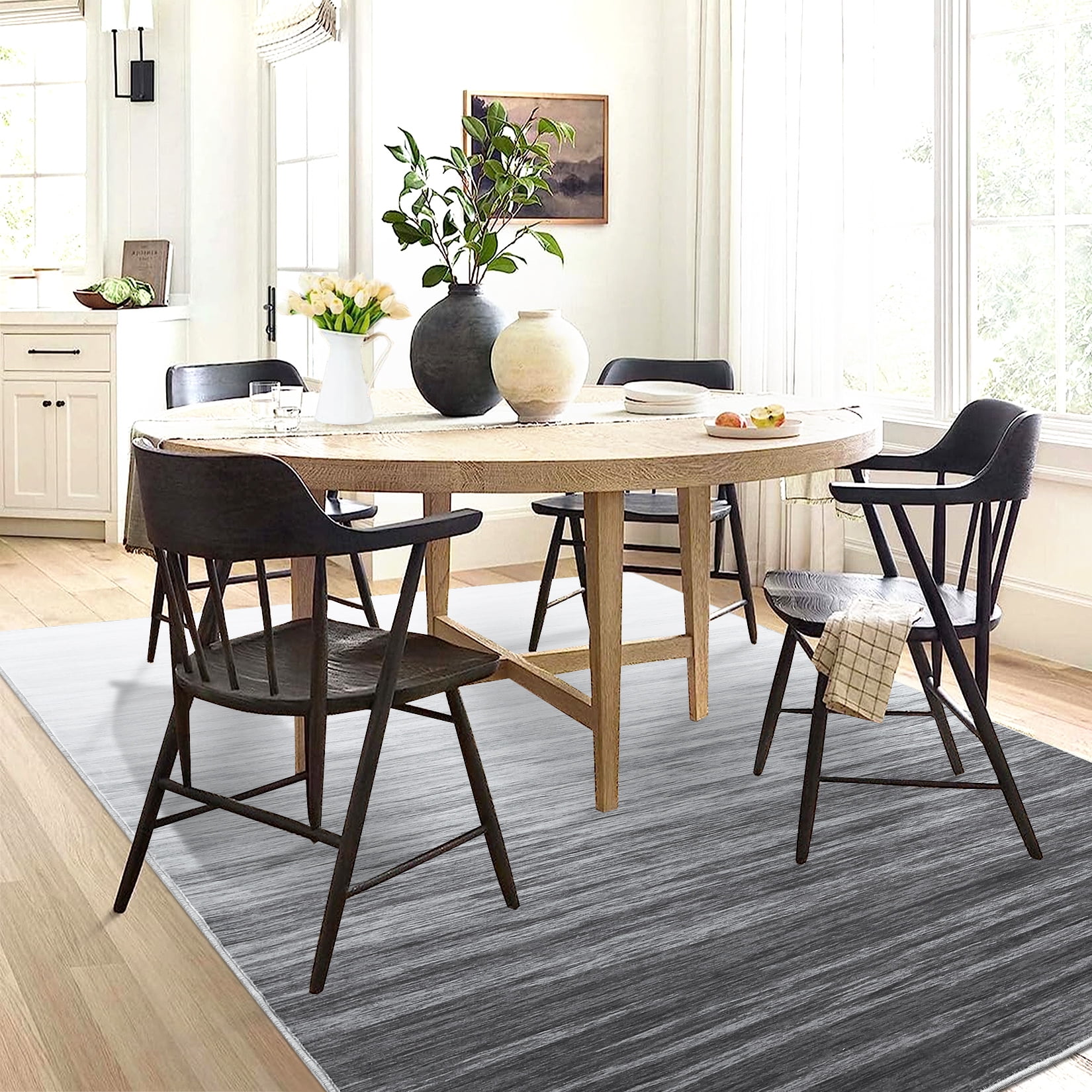 Hasoo 4' x 6' Gray Modern Abstract Area Rug for Living Room Non-Slip Washable Indoor Home Decor Carpet