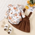 thumbnail image 2 of Youmylove Baby Baby Girl Clothes Two Piece Floral Long Sleeved Romper Corduroy Suspender Dress Baby Girl Suit Toddler Girl Clothes, 2 of 6