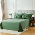 thumbnail image 4 of Flymme Queen Comforter Set with Sheets 7 Pieces Dark Green Bed in a Bag Queen Size Bed Set Soft Microfiber Pinch Pleat Bedding Set for All Season, 4 of 8