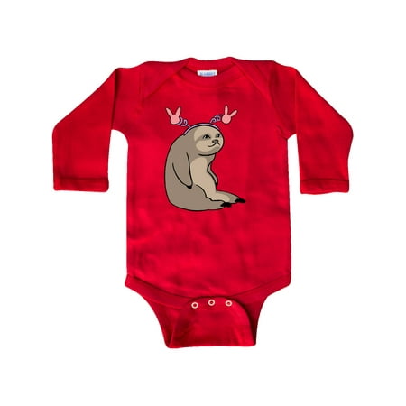 

Inktastic Easter Sloth with Pink Bunny Ears Gift Baby Boy or Baby Girl Long Sleeve Bodysuit