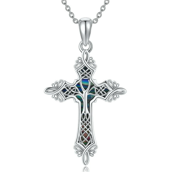 JUSORA Cross Necklace for Women 925 Sterling Silver Tree of Life Pendant Necklace Cross Gift Jewelry for Women