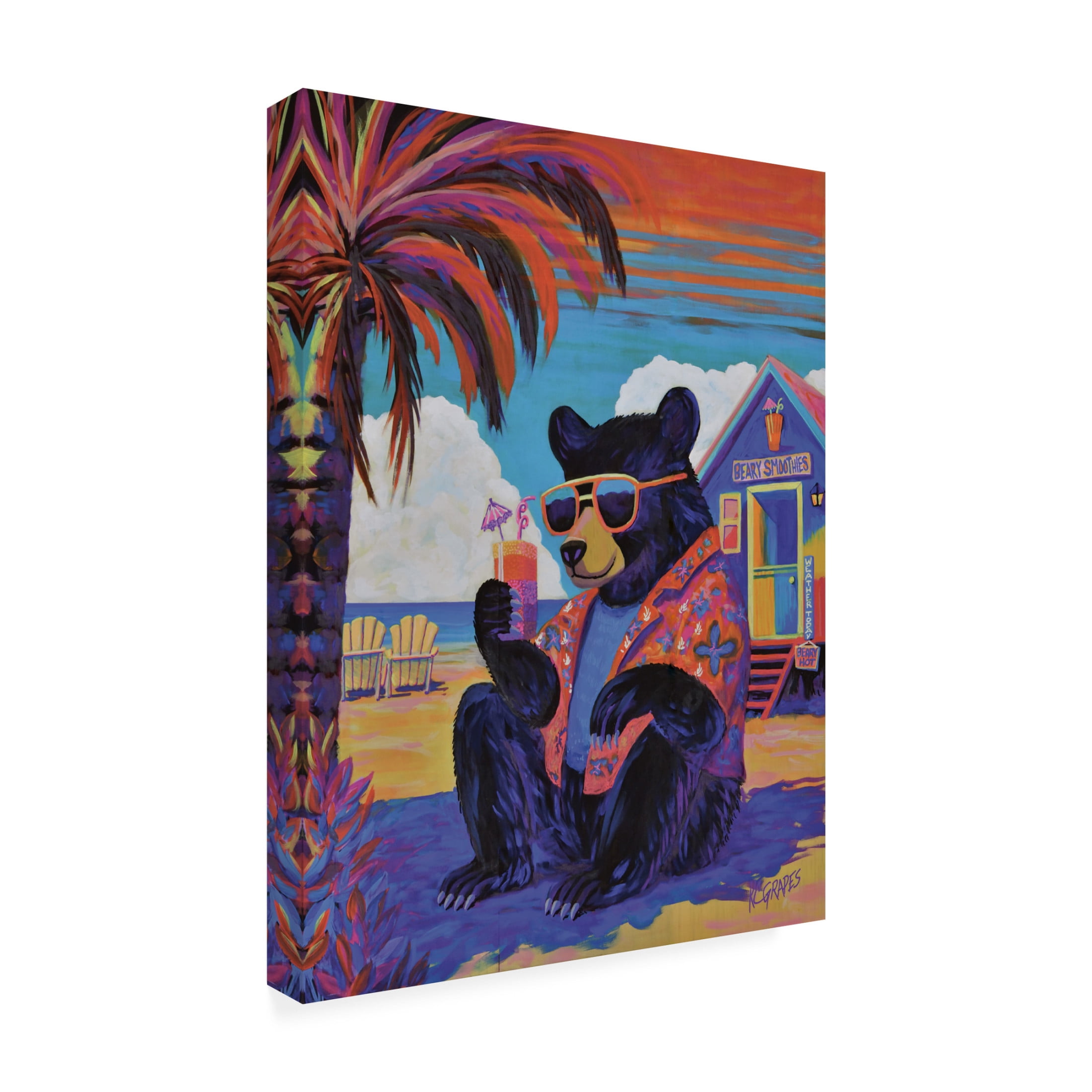 Canvas Wall Art - K.C. Grapes 'Beary Smoothies' Wall Art for Living Room, Bedroom, or Office Décor by Trademark Fine Art - 18 x 24 Inches