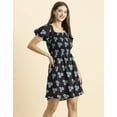 thumbnail image 2 of Moomaya Womens Printed Dress, Square Neck Short Puffed Sleeves Knee Length Short Dress, 2 of 8
