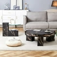 thumbnail image 3 of Sudica Detachable Double-decker Coffee Table,30" Round Tea Table with Black Faux Marble Base,Center Table for Living Room, 3 of 9