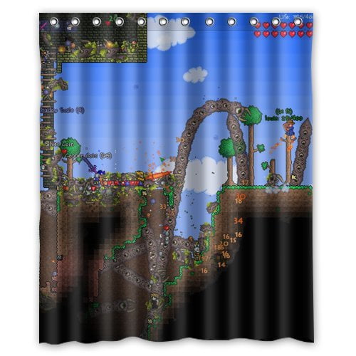 GreenDecor Terraria Waterproof Shower Curtain Set with Hooks Bathroom