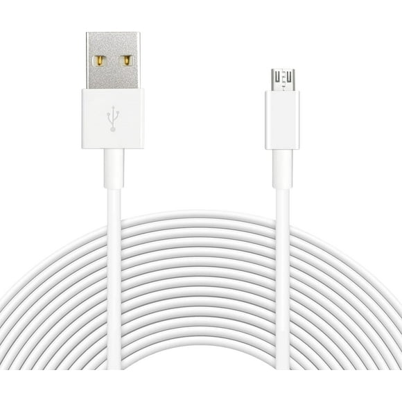 Câble d'Extension de 16,4 Pi 5 m pour Wyze Cam, Caméra YI, Caméra Nest, Blink, Netvue, Kasa Cam, Caméra Cloud, Furbo Dog, Arlo Q, Cordon de Chargement et de Synchronisation de Données USB vers Micro USB