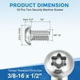 thumbnail image 2 of 25Pack 3/8-16 x 1/2" Torx Security Machine Screws Bolt, Silver Tone, 2 of 6