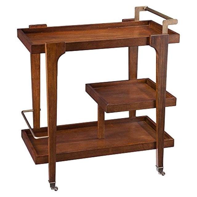 SEI Furniture Zhori Bar cart, Tabac Foncé, Laiton