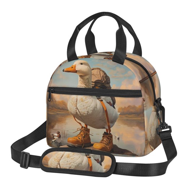 Balery Hiking Duck Bolsa de Almuerzo Impresa, Caja de Almuerzo Reutilizable, Bolsa Térmica Aislada para Almuerzo, Bolsa Antiderrames