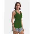 thumbnail image 3 of Women Sexy Sleeveless V Notch Neck Tank Tops Strappy Tight Fitted Going Out Workout Gym Henley Crop Cami, 3 of 6