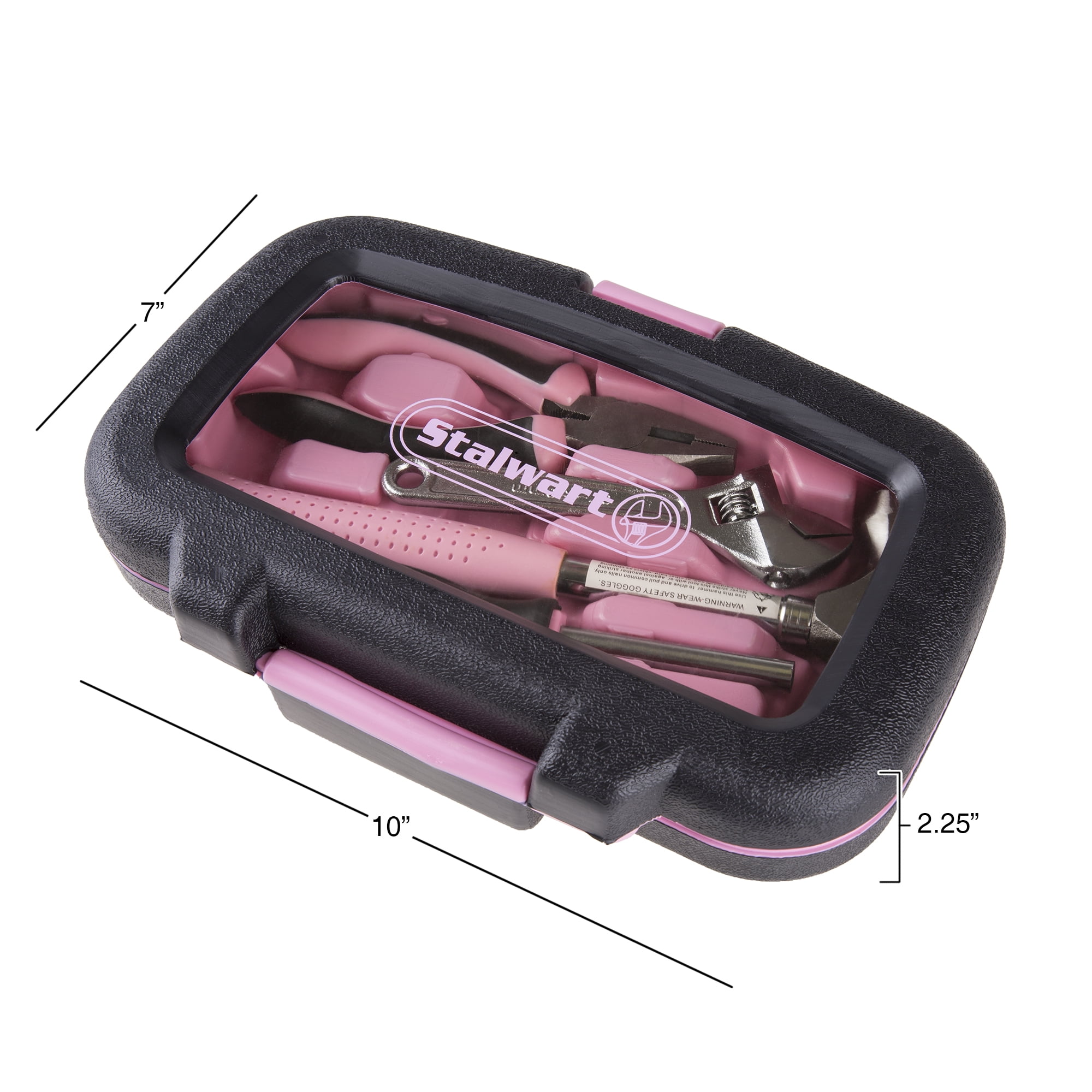 Stalwart 15-Piece Household Hand Tools Set with Carrying Case (Pink)