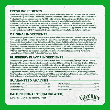GREENIES ADULT NATURAL DENTAL DOG TREATS 3 FLAVORS, REGULAR SIZE, (3) 12 OZ PACKS (36 COUNT)