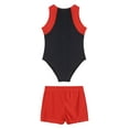 thumbnail image 6 of ranrann Kids Gymnastics Outfit Boys Dance Tumbling Leotard with Shorts Set Sleeveless Bodysuit 2 Red 12, 6 of 7