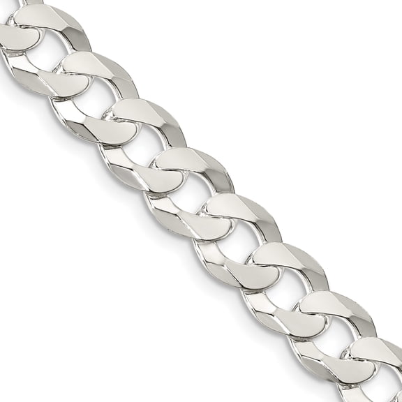 Sterling Silver 8.5mm Flat Curb Chain (18 X 8.5) Made In Italy qlb220-18
