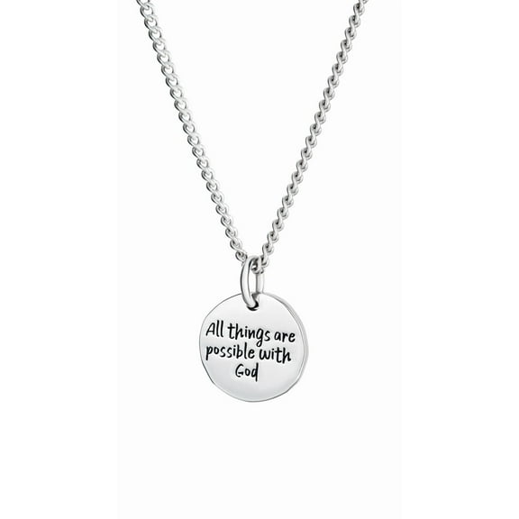 Women's Stainless Steel All Things Are Possible Necklace - Mark 10:27 by Shields of Strength