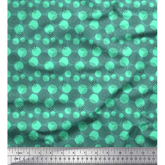 Soimoi Crepe Silk Fabric Dots Small Printed Fabric 1 Yard 42 Inch Wide
