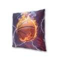 thumbnail image 3 of Basketball with Flame Lightning Throw Pillow Covers Pillowcases 18 x 18 Inch Home Decor 2 Packs for Bedroom Sofa, 3 of 6