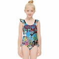 thumbnail image 3 of Adventure Time Girls Swimsuit Ruffle One-piece Beachwear Kids Cute Swimwear Summer Bathing Suit 7-9Y（120cm）, 3 of 8