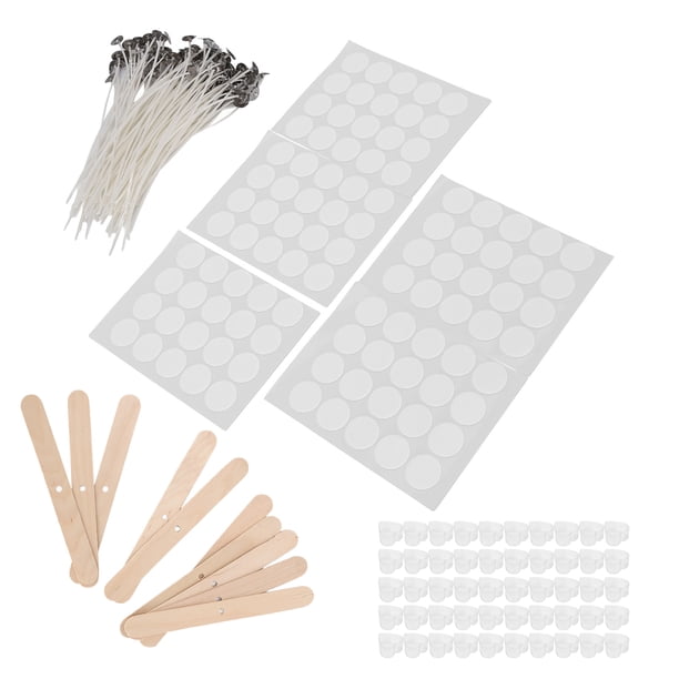 Kit de Fabricación de Velas 100 Piezas de 15 Cm de Mechas de Velas + 100 Piezas de Pegatinas de Doble Cara para Mechas + 50 Piezas de Conchas de Velas + 10 Piezas de Soportes de ANGGREK Otros