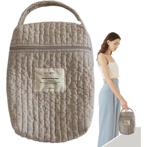 Diaper Bag Organizer, Quilted Cotton Nursery Caddy with Reinforced Handles - Portable Storage for Baby Essentials, Diapers, Wipes & Pacifiers for Home, Travel & Nursery(DSF)