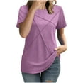 thumbnail image 2 of Summer Fashion Shirts for Womens 2025 Oversize New Casual Solid Color Short Sleeved Round Neck Top/shirt, 2 of 9