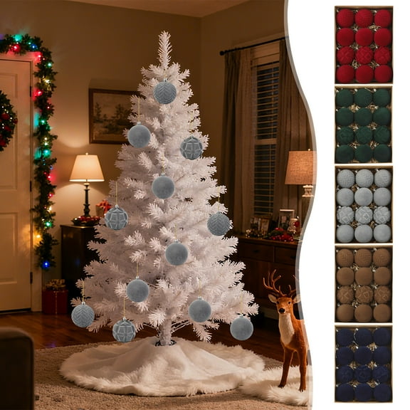 Christmas Decor Balls under $5! Cagogo Large Velvet Christmas Balls, Flocked Xmas Tree Ornaments, 8cm Holiday Decorations, Christmas Party Supplies, Festive Home Decor, Traditional Tree Ornaments