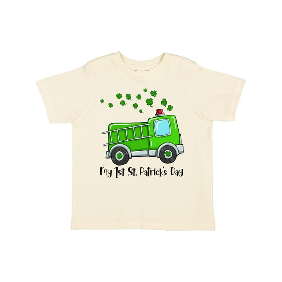 Inktastic My 1st St. Patrick's Day Green Fire Truck with Clovers Boys or Girls Toddler T-Shirt