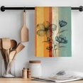 thumbnail image 2 of Floral Orange Kitchen Towel Dish Cloths Set of 3, Microfiber Soft Kitchen Hand Towels, Multicolor Striped Decadent Botanical Flower Absorbent Quick Drying Dishcloths 18 x 28 Inches, 2 of 8