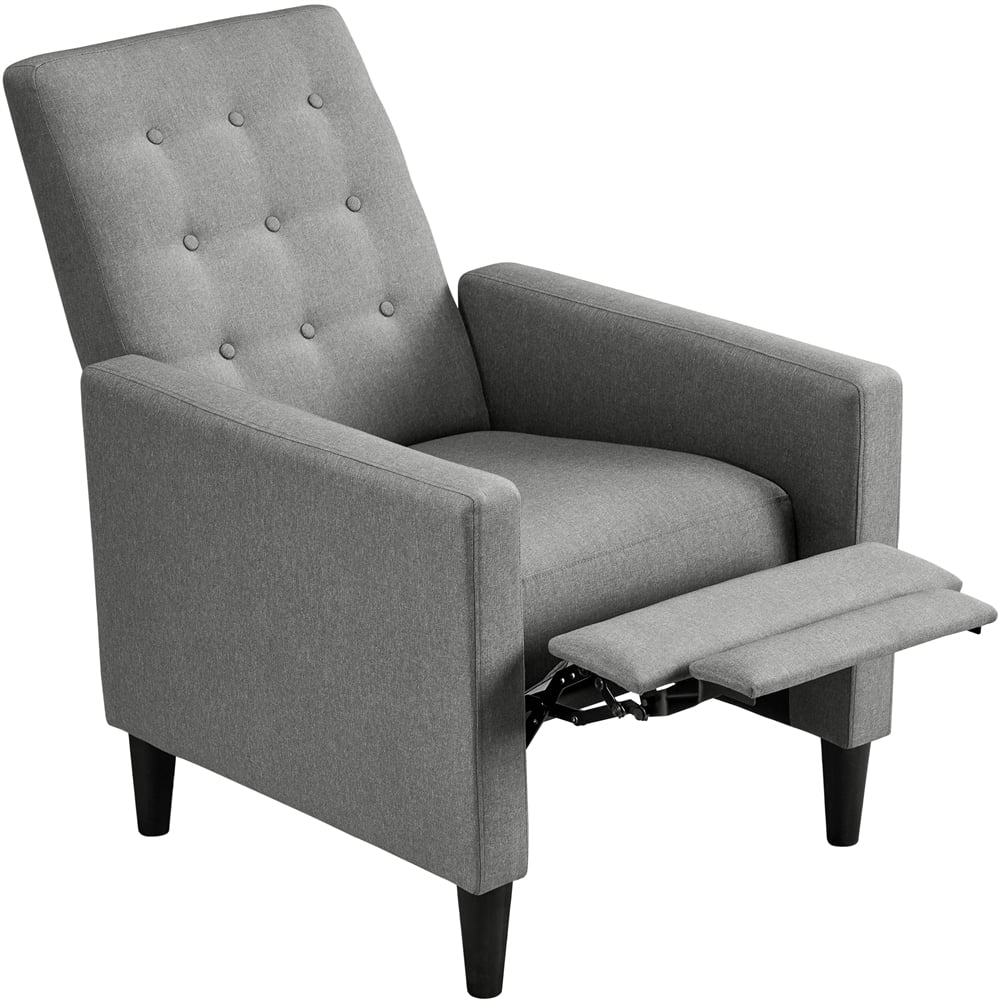 Alden Design Modern Tufted Fabric Push Back Recliner with Pocket Spring, Gray