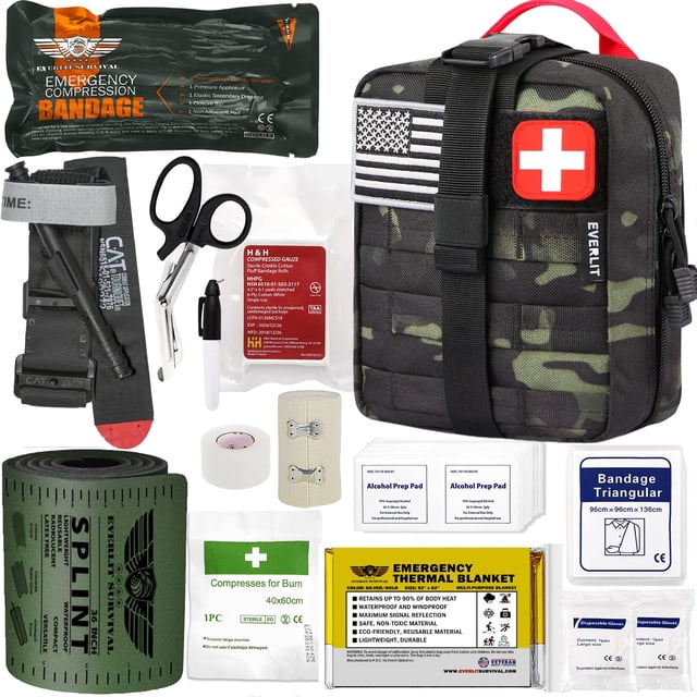 Kit de emergencia para traumatismos EVERLIT CAT GEN-7, torniquete, 91 cm, férula