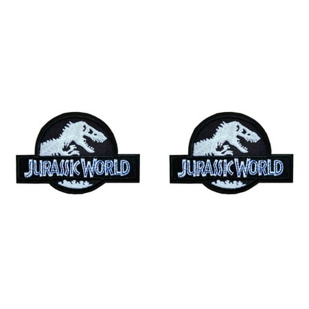 Jurassic Park Movie - (2-Pack) - Iron-On or Sew-On Embroidered Patch Novelty Applique - Costume Dinosaur Fossils Extinct - Retro Vintage - Vacation Travel Souvenir