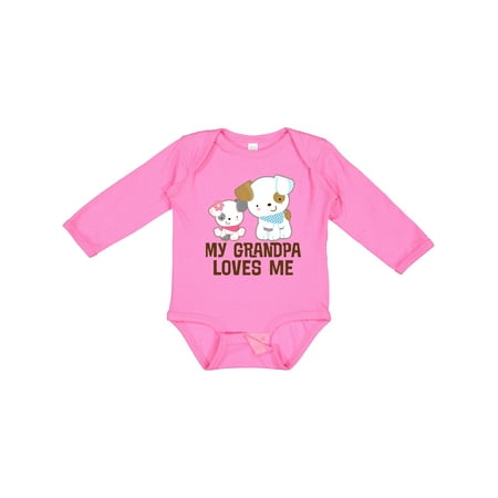 

Inktastic My Grandpa Loves Me Girls Gift Baby Girl Long Sleeve Bodysuit
