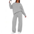 thumbnail image 5 of VV AVEORS Sweatsuits Women 2 Piece Outfit Oversized Sweatshirt Matching Wide Leg Sweatpants Y2K Baggy Track Suits Travel Lounge Fashion Sets Gray S, 5 of 7