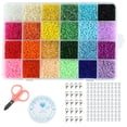 thumbnail image 1 of 3mm Glass Seed Beads 24 Colors Small Bead Kit Bracelet Beads with 24 Compartment Plastic Storage Box for Jewelry Making, 1 of 5