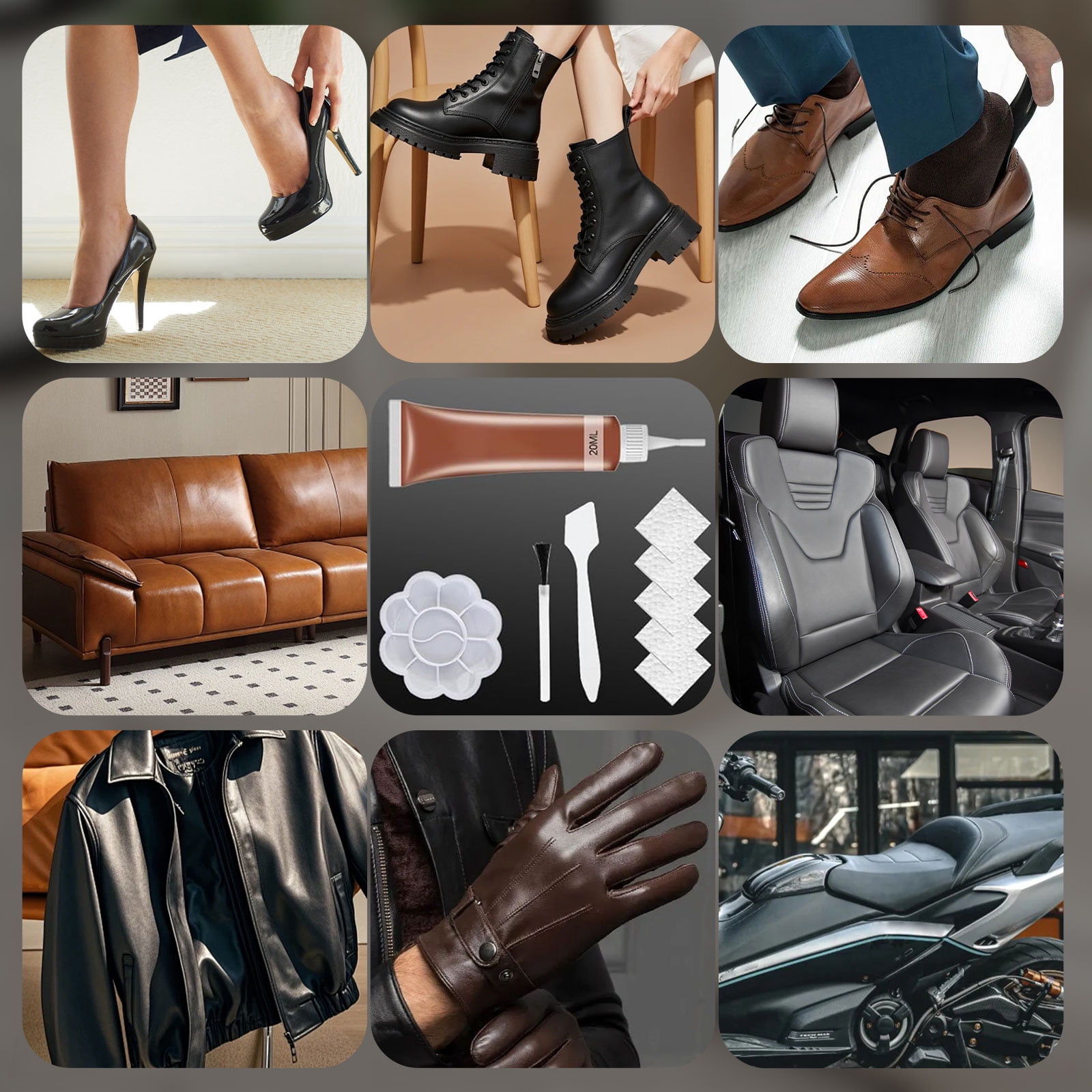 Advanced Leather Repair Gel, 2026 Upgraded Multifunctional Leather Repair Kit for Car Seat Vinyl Repair Kit, Professional Leather Repair Coloured Cream Gel, Couch and Jacket Repair Kit (*Black)