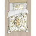 thumbnail image 3 of Zodiac Decor King Size Duvet Cover Set, Circular Zodiac Chart Apparent Position of Sun and Moon in Centre Pattern, Decorative 3 Piece Bedding Set with 2 Pillow Shams, Yellow Beige, by Ambesonne, 3 of 3