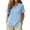 #0351-Blue, variant on Womens Summer Tops V Neck Ruffle Edge Short Sleeve Gathered Bust Button Front Plain Short Sleeve Tops for Women Flowy Fit Resort Wear Lightweight Boho Tops for Women