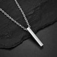 thumbnail image 3 of QQTDFG Men Women Silver Stainless Steel Bar Pendant Necklace Unisex Cube Curb Chain 22"-LIVE FOR YOURSELF, 3 of 7
