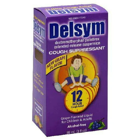 Delsym Adult 12 Hr Cough Relief Liquid, Grape, (Best Cough Suppressant Medicine)
