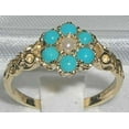 thumbnail image 2 of LBG 14k Yellow Gold Cultured Pearl and Turquoise Womens Band Ring - Size 12, 2 of 4